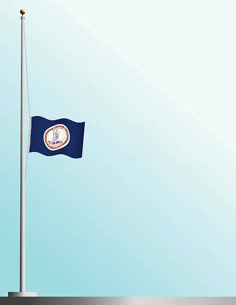 Vector illustration of Flag of Virginia at Half-Staff