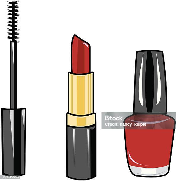 Makeup Stock Illustration - Download Image Now - Mascara, Lipstick, Gold Colored