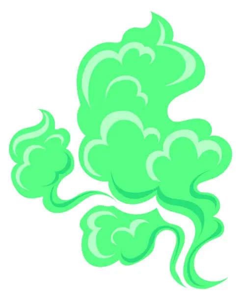 Vector illustration of Poison cloud. Green toxic gas cartoon smoke