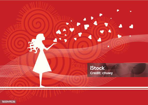 Red And White Animation Of A Woman In A Dress With Hearts Stock Illustration - Download Image Now