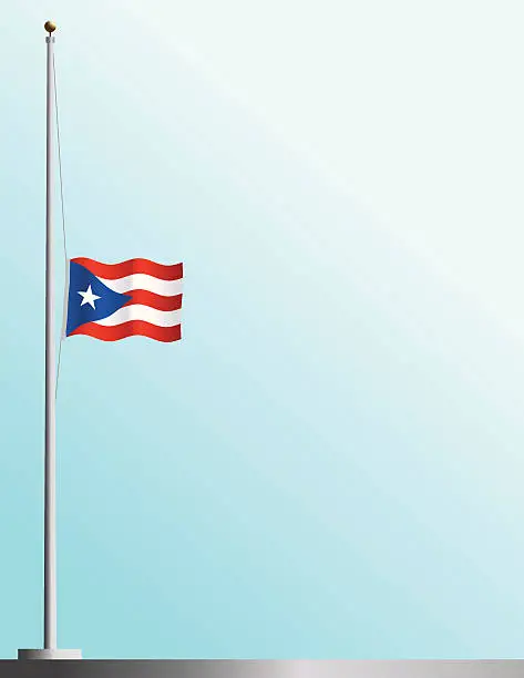 Vector illustration of Flag of Puerto Rico at Half-Staff