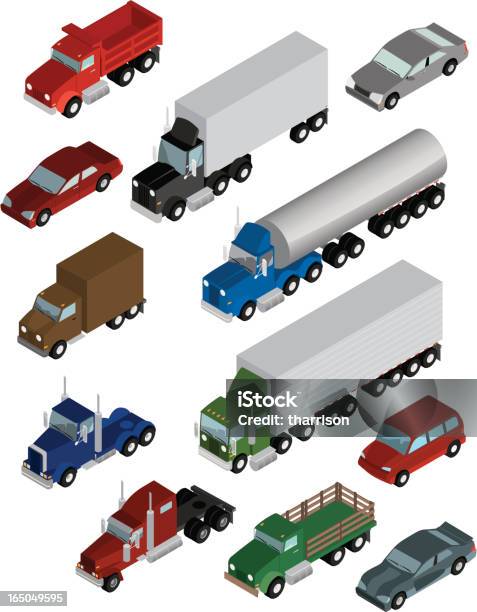 Verschiedene Isometric Fahrzeuge Stock Vektor Art und mehr Bilder von Auto - Auto, Illustration, Isometrische Darstellung