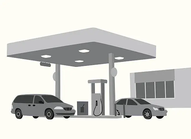Vector illustration of Gas Station Vector Silhouette