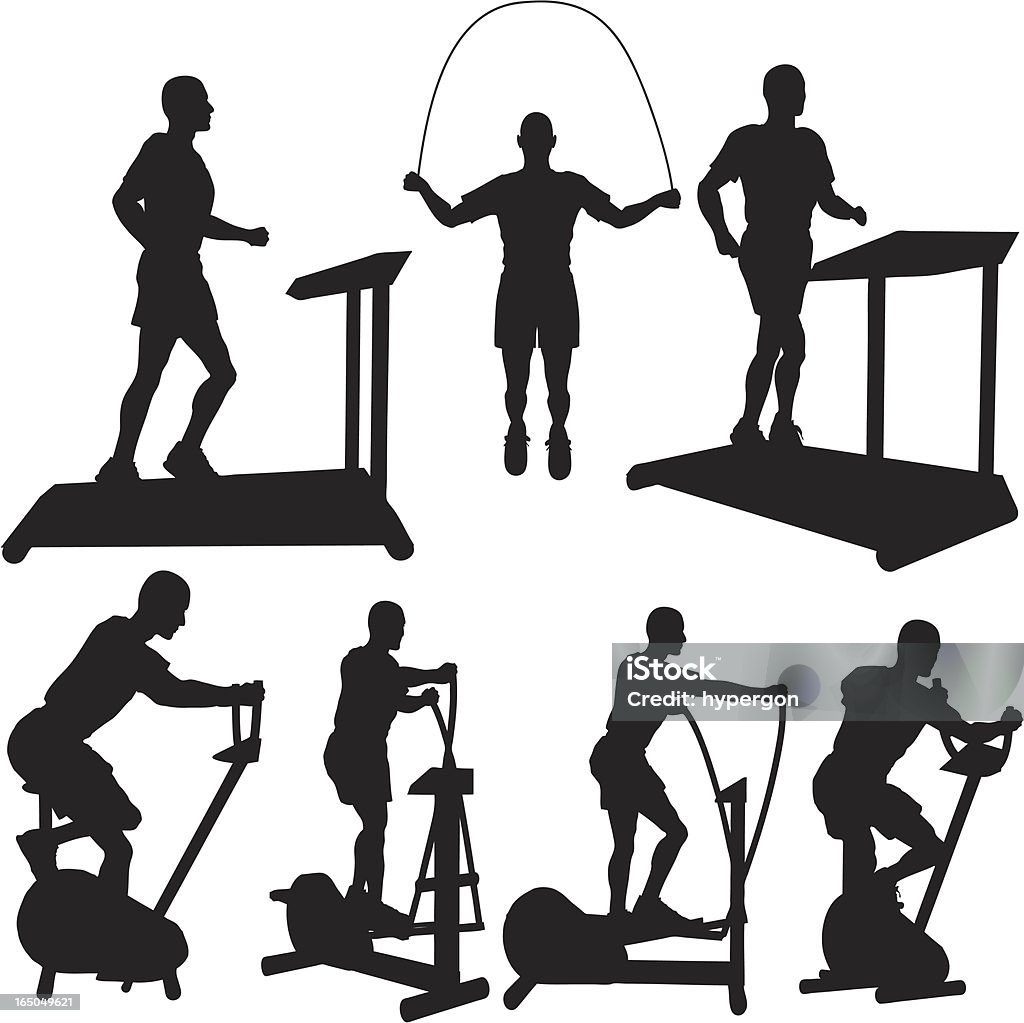 Collection de Silhouette de Cardio-training - clipart vectoriel de Tapis de course libre de droits