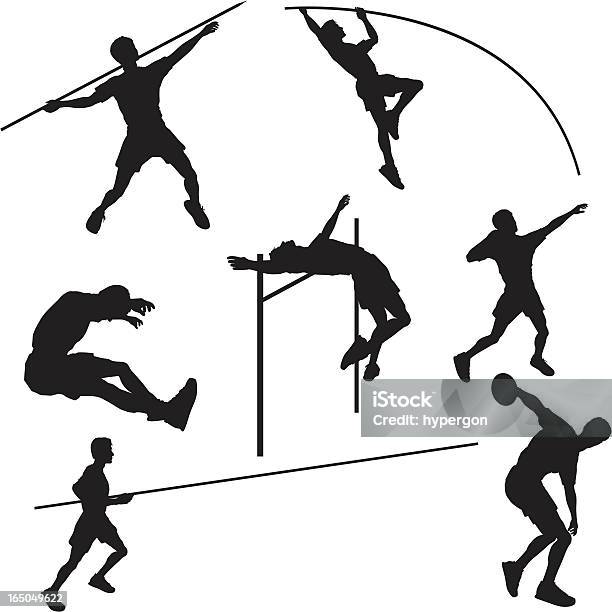 Track And Field Silhouette Collection Stock Illustration - Download Image Now - Long Jump, Athlete, Track And Field