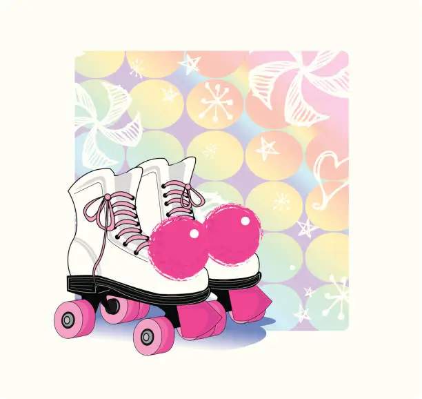 Vector illustration of retro skate  - 2