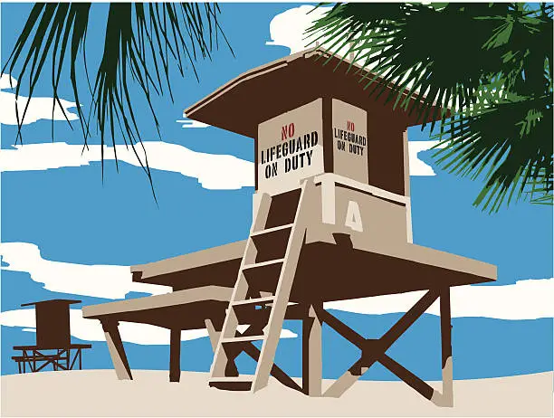 Vector illustration of No Lifeguard on Duty