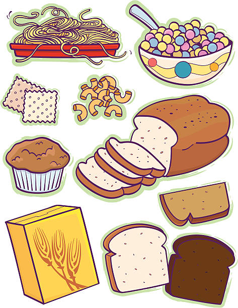 낟알 그룹 - brown bread illustrations stock illustrations