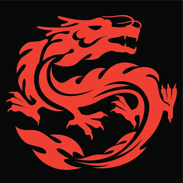 Vector illustration of red dragon