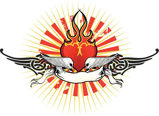 Vector illustration of flaming heart symbol