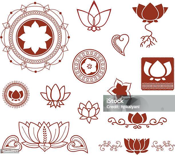 Mehndi Lotus Collection Stock Illustration - Download Image Now - Lotus Water Lily, Beauty In Nature, Bud