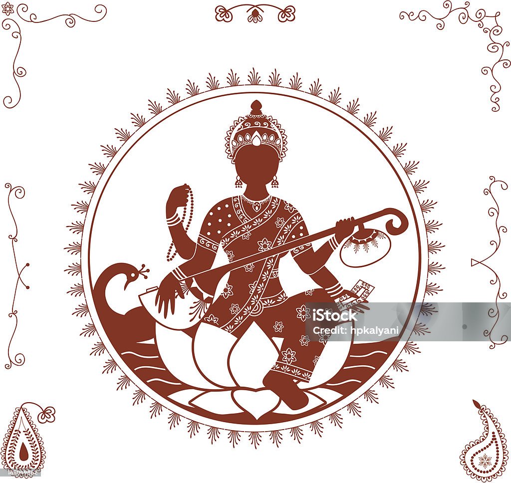 Mehndi Sarasvati (Vector - Royalty-free Saraswati arte vetorial