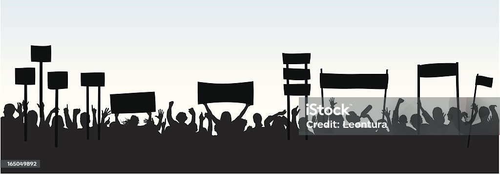Crowd Line of protestors holding signs. The signs are on a separate layer and so can be moved or changed easily. Crowd of People stock vector