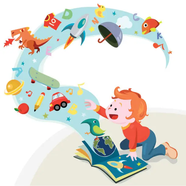 Vector illustration of reading story book