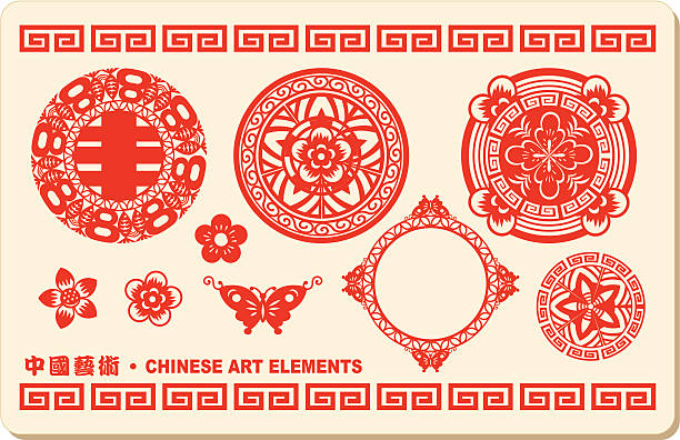 ilustrações, clipart, desenhos animados e ícones de elementos de arte chinesa - handcarves