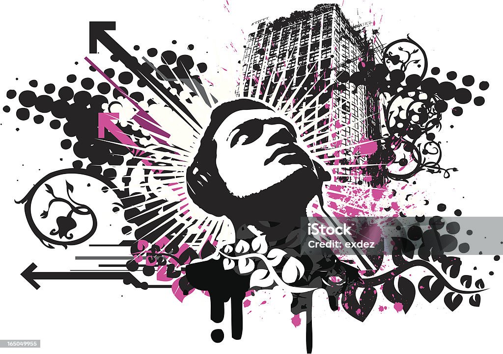 DJ в городском стиле - Векторная графика Большой город роялти-фри
