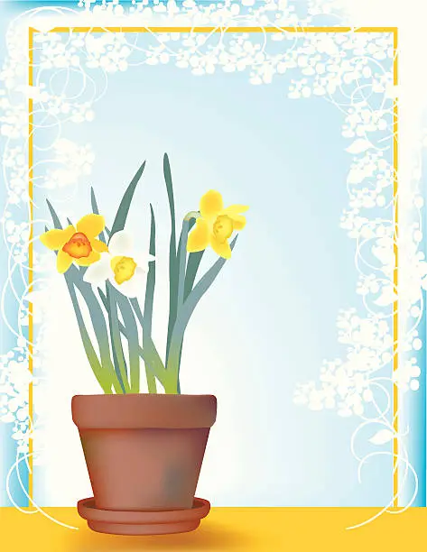 Vector illustration of Sunny daffodils