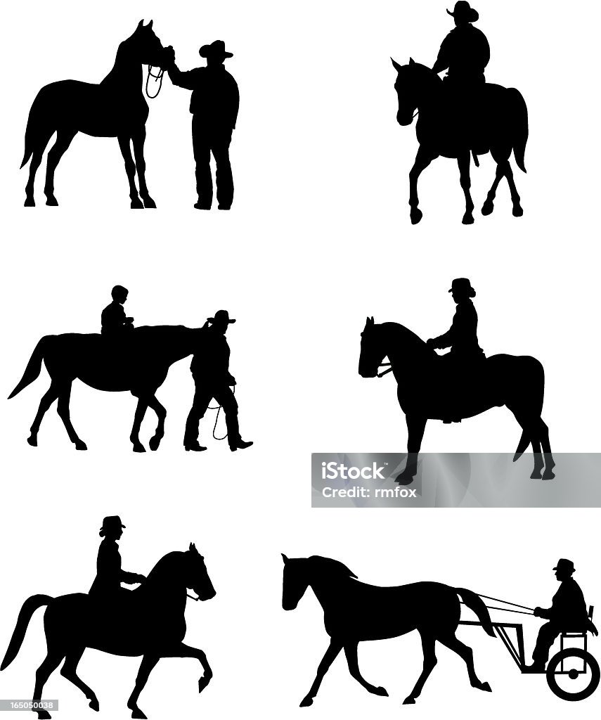 Equestrian Silouettes Vector silouetes of equestrian activities. Horse Cart stock vector