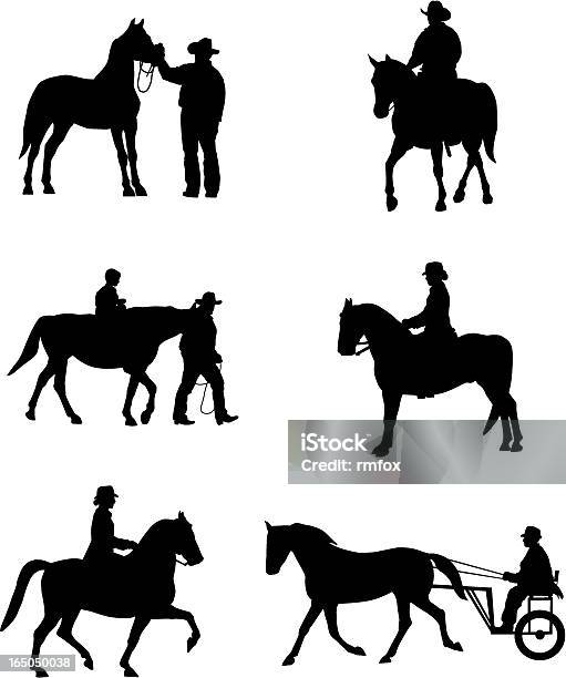 Equestrian Silouettes Stock Illustration - Download Image Now - Horse Cart, Animal, Cowboy