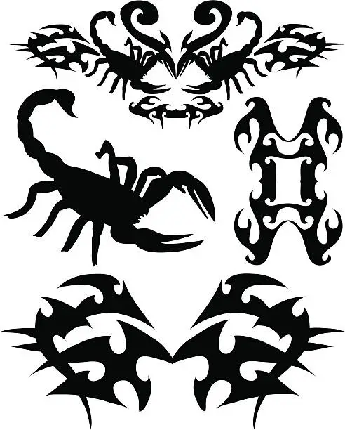 Vector illustration of Tribal Scorpion decals