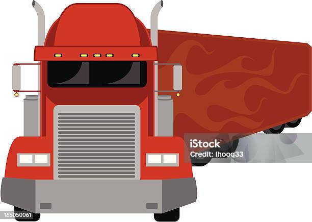 Semitruck Rouge Vecteurs libres de droits et plus d'images vectorielles de Affaires - Affaires, Cartoon, Flamme