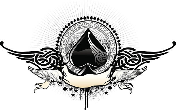 ace of spades symbol decorated vector art illustration