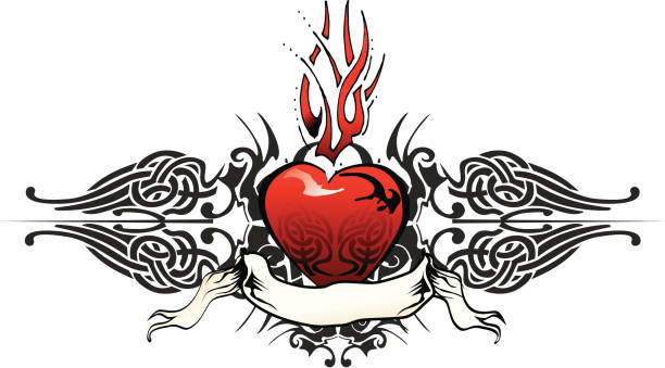 flaming celtic heart vector art illustration