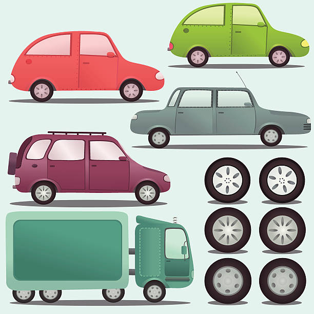 도로 전송 - car traffic truck hubcap stock illustrations