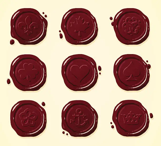 Vector illustration of Wax Seals of Various Designs