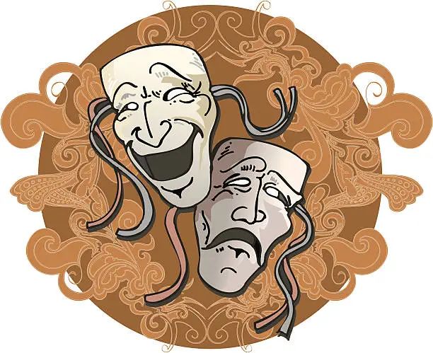 Vector illustration of theatre masks symbol