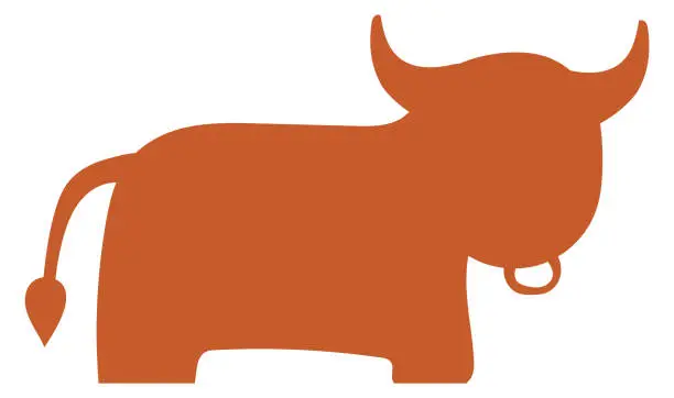 Vector illustration of Bull brown silhouette. Cattle icon. Livestock symbol