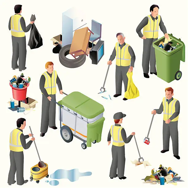 Vector illustration of Clean up Crew ISO