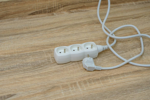 istock White power extension cord with double power sockets 1650505990