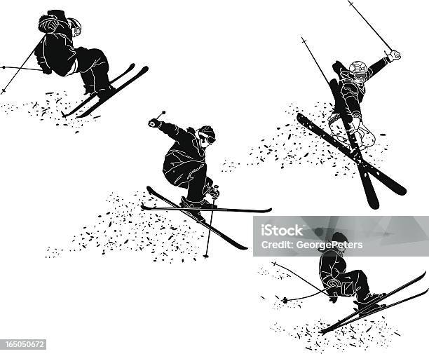 Ski Extrême Se Big Air Vecteurs libres de droits et plus d'images vectorielles de Ski - Ski, Silhouette - Contre-jour, Vectoriel