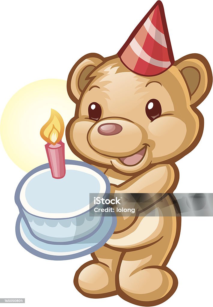 birthday bear an illustration of a bear holding a cake. Birthday stock vector