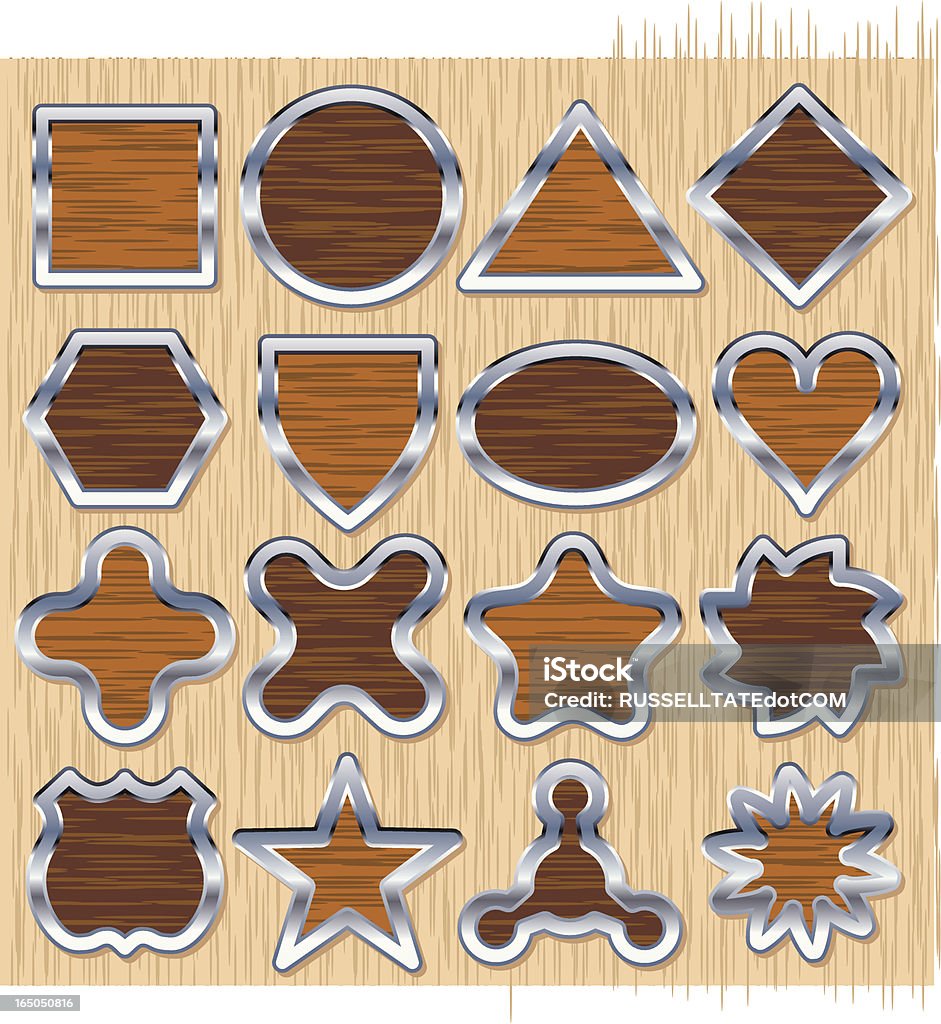 Seize symboles en bois - clipart vectoriel de Bouclier libre de droits