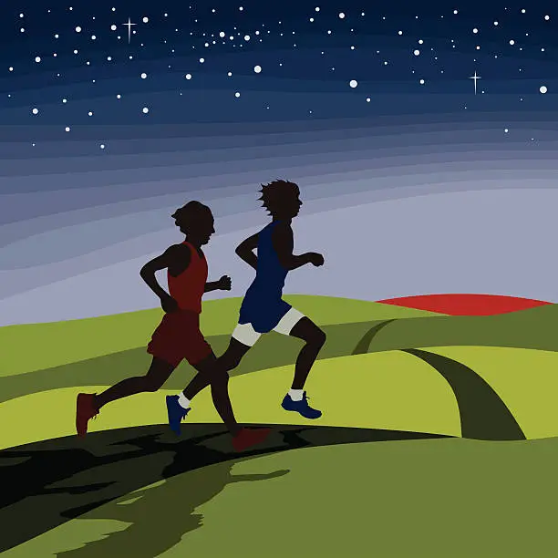 Vector illustration of Summer Evening Run