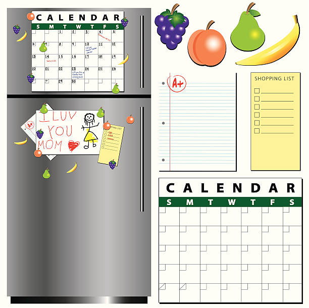 Fridge and accessories vector art illustration