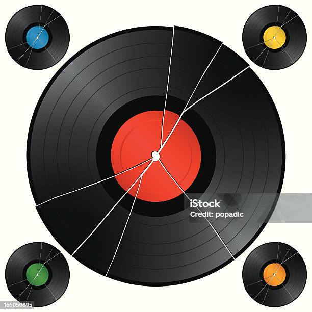 Vetores de Broken De Vinil e mais imagens de Disco - Áudio analógico - Disco - Áudio analógico, Quebrado, Plástico