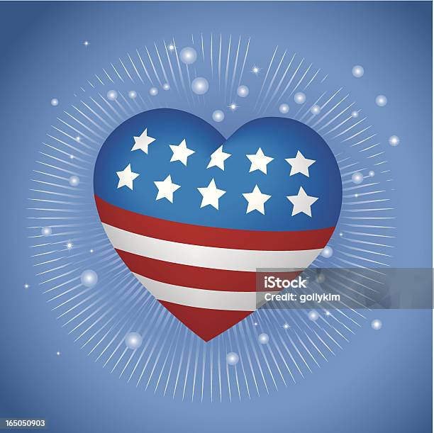 Patriótica Coração - Arte vetorial de stock e mais imagens de 4 de Julho - 4 de Julho, Amor, Azul