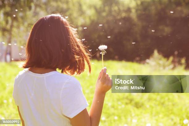 Ragazza Con Tarassaco - Fotografie stock e altre immagini di Donne - Donne, Dente di leone, Solo una donna