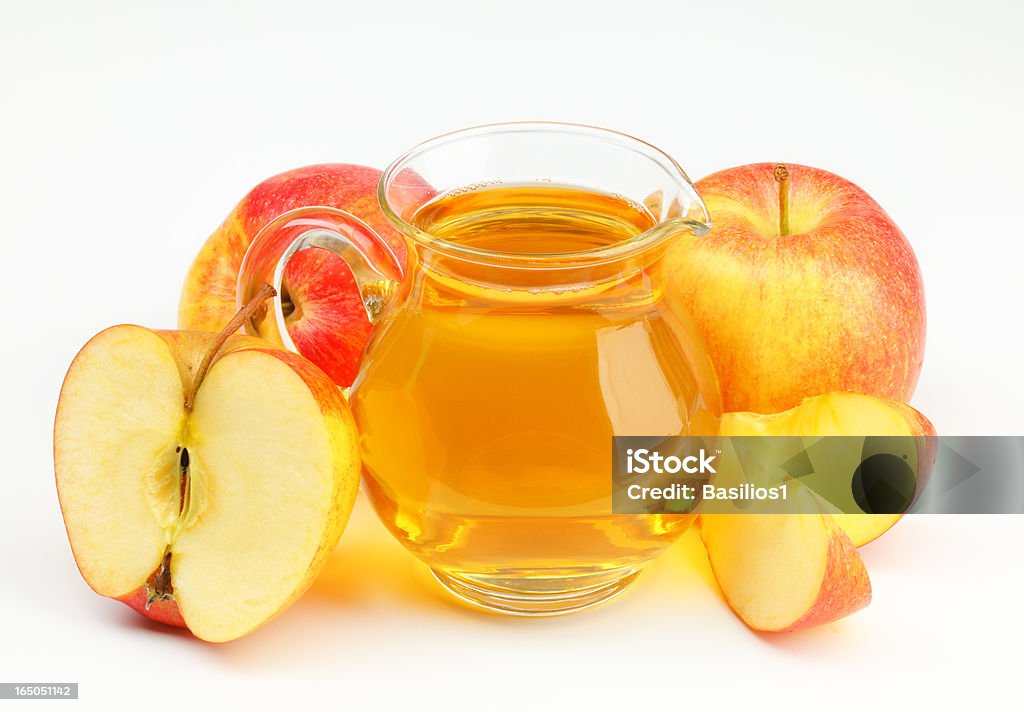 Jarro de maçã e sidra de maçã - Foto de stock de Amarelo royalty-free