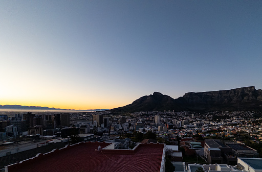 A view of the Cape Town City Bowl and Harbour at sunrise as seen from Signal Hill
