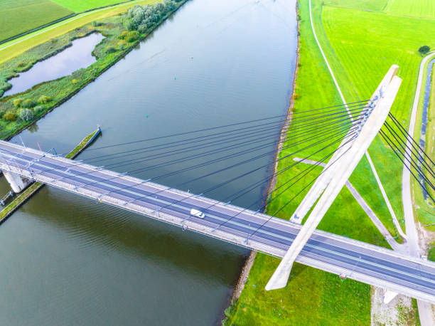 istock Suspension bridge over a river seen from above 1650513620