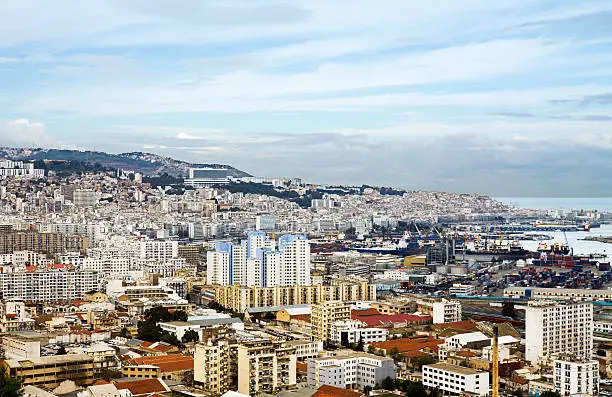 View over the city and sea port of Algiers, the capital of Algeria.