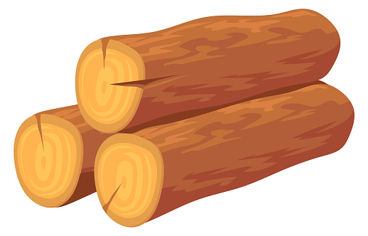 Wooden logs stack cartoon icon. Firewood symbol isolated on white background