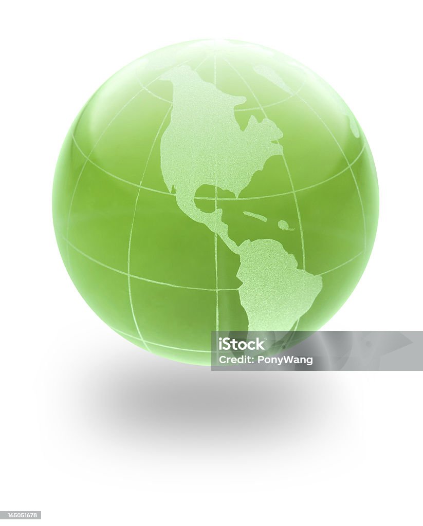 Terre Globe en verre vert - Photo de Fond blanc libre de droits