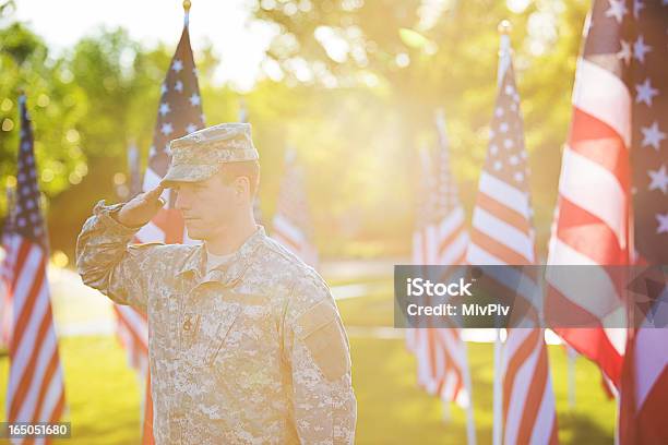 American Soldier Stock Photo - Download Image Now - Saluting, Armed Forces, Veteran