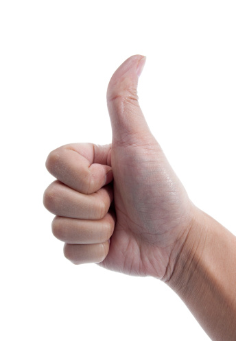 Thumb up hand sign (XXXLarge Clipping path!) isolated on white background