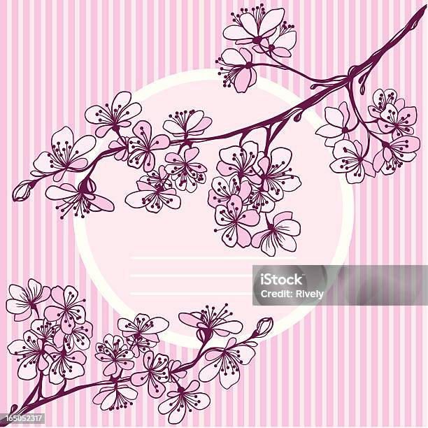 Vetor Convite Ou Cartão De Blossoming Cereja Japonesa - Arte vetorial de stock e mais imagens de Abstrato